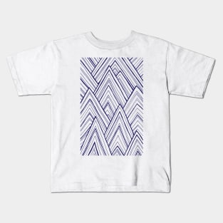 Stripe Mountains - Dark Blue Kids T-Shirt